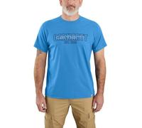 Carhartt Men's Force Relaxed Fit Midweight Short-Sleeve Logo Graphic T-Shirt, Engineer Blue Heather, Large