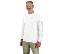 Carhartt Men's Force Sun Defender Lightweight Long-Sleeve Logo Graphic T-Shirt, White/Navy, Large