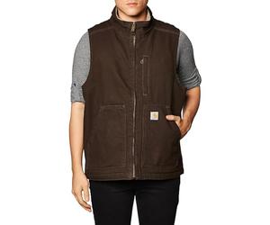 Carhartt Men's Gefütterte Weste mit Stehkragen Work Utility Outerwear, Dunkelbraun, L