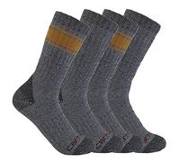 Carhartt Men's Heavyweight Crew Sock 4 Pack, Assorted 2 Grey, Large (Pack of 4)