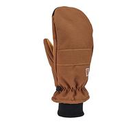 Carhartt Men's Insulated Duck Synthetic Leather Knit Cuff Mitt Cold Weather Gloves, Brown, XX-Large