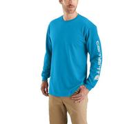 Carhartt Men's Langärmeliges T-Shirt mit Logo-ärmeln und Grafik, Lockere Passform, Blue-Atomic Blue, XXL
