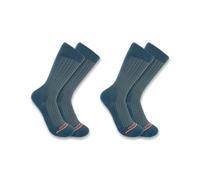 Carhartt Men's Lightweight Durable Crew Sock 2 Pack, Storm Blue, Medium