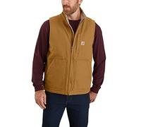 Carhartt Men's Lined Vest with Stand-Up Collar Work Utility Outerwear, Carhartt Brown, XL Tall