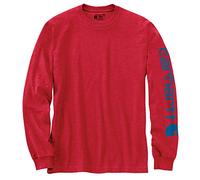Carhartt Men's Lockere Passform, Schweres Langarm-t-Shirt mit Logo-ärmeln Work Utility, Mottled fire red, XL