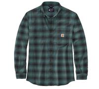 Carhartt Mens Cotton Long Sleeve Plaid Flannel Shirt - Green - Size Large