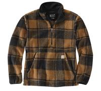 Carhartt Men's Loose Fit Fleece Pullover, Carhartt Brown/Black Plaid, XXL