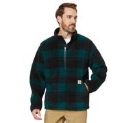 Carhartt Men's Loose Fit Fleece Pullover, Hunt Club/Black Plaid, S
