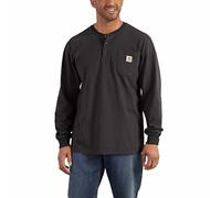 Carhartt Men's Loose Fit Heavyweight Long-Sleeve Pocket Henley T-Shirt, Black, S