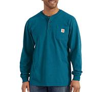 Carhartt Men's Loose Fit Heavyweight Long-Sleeve Pocket Henley T-Shirt, Ocean Blue Heather, XL Tall