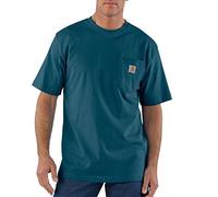 Carhartt Men's Loose Fit Heavyweight Short-Sleeve Pocket T-Shirt Work-Utility, Stream Blue, S