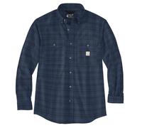 Carhartt Men's Loose Fit Midweight Chambray Long-Sleeve Plaid Shirt, Dark Blue, S