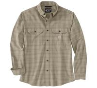 Carhartt Men's Loose Fit Midweight Chambray Long-Sleeve Plaid Shirt, Dusty Olive, S