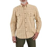 Carhartt Men's Loose Fit Midweight Chambray Long-Sleeve Plaid Shirt, Oat Milk, XXL Tall