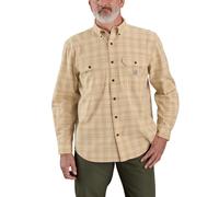 Carhartt Men's Loose Fit Midweight Chambray Long-Sleeve Plaid Shirt, Oat Milk, XXL Tall