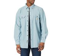 carhartt Mens Loose Fit Midweight chambray Long-Sleeve Shirt Big Tall Blue chambray 3X-Large