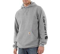 Carhartt Men's Loose Fit Midweight Logo Sleeve Graphic Sweatshirt, Heather Grey/Black, XXL