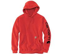 Carhartt Men's Loose Fit Midweight Logo Sleeve Graphic Sweatshirt Hooded Sweatshirt, Currant Heather, L