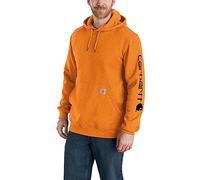 Carhartt Men's Loose Fit Midweight Logo Sleeve Graphic Sweatshirt, Marmalade Heather, S