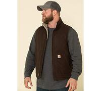 Carhartt Men's Loose Fit Washed Duck Sherpa-Lined Mock-Neck Vest Work Utility Outerwear, Dunkelbraun, S