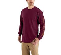 Carhartt Mens Loose Heavy Long Sleeve Logo Graphic T-Shirt, Port, XXL