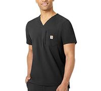 Carhartt Men's Medical Modern Fit Tuck-in Scrub Top Shirt, Black, Medium