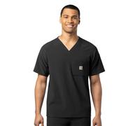 Carhartt Men's Micro Ripstop Chest Pocket Top Medical Scrubs Shirt, Black, S