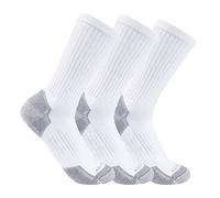 Carhartt Men's Midweight Cotton Blend Sock 3 Pack, White/White, X-Large