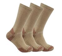 Carhartt Men's Midweight Cotton Blend Sock 3 Pack, Khaki, Medium (Pack of 3)