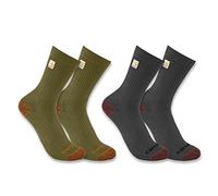 Carhartt Men's Midweight Logo Crew Sock 2 Pack, Assorted 3, Large