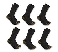 Carhartt Men's Midweight Synthetic Blend Crew Sock 6 Pack Pair, Black, Large (Pack of 6)