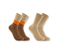 Carhartt Men's Midweight Synthetic-Wool Blend Colorblock Crew Sock 2 Pack, Assorted 02 Orange Block, Large