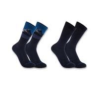 Carhartt Men's Midweight Synthetic-wool Blend Mountain Crew Sock 2 Pack, Asst01 Black, X-Large