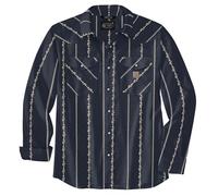 Carhartt Men's Montana Rugged Flex Relaxed Fit Lightweight Long-Sleeve Snap-Front Print Shirt, Navy Paisley Stripe, XXL