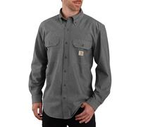 Carhartt Men's Original Fit Long Sleeve Work Utility Button Down Shirt, Black Chambray, L Tall