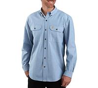 Carhartt Men's Original Fit Long Sleeve Work Utility Button Down Shirt, Blue Chambray, XL