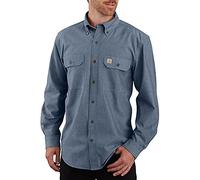 Carhartt Men's Original Fit Long Sleeve Work Utility Button Down Shirt, Denim Blue Chambray, L