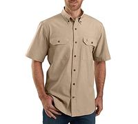 carhartt mens Original Fit Short Sleeve Big Tall Work Utility Button Down Shirt Dark Tan chambray XX-Large Big Tall US