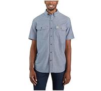 Carhartt Men's Original Fit Short Sleeve Shirt Work Utility Button, Denim Blue Chambray, XXXL