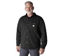 Carhartt Men's Rain Defender Loose Fit Heavyweight Quilted Snap Front Shirt Jac, Black, Small