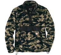 Carhartt Men's Relaxed Fit Fleece Pullover, Black Blind Duck Camo, L Tall