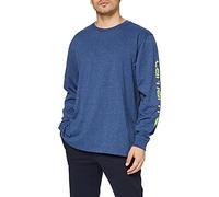 Carhartt Men's Relaxed Fit Heavyweight Long-Sleeve Logo Sleeve Graphic T-Shirt, Dark Cobalt Blue Heather, L