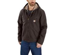 Carhartt Men's Relaxed Fit Washed Duck Sherpa-Lined Jacket Work Utility Outerwear, Dark Brown, 3XL