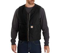 Carhartt Men's Relaxed Fit Washed Duck Sherpa-Lined Vest Work Utility Outerwear, Black, Large