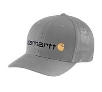 Carhartt Men's Rugged Flex Fitted Canvas Mesh-Back Logo Graphic Cap Baseball, Asphalt, M-L