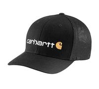 Carhartt Men's Rugged Flex Fitted Canvas Mesh-Back Logo Graphic Cap Baseball, Black, S-M