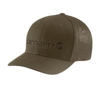 Carhartt Men's Rugged Flex Fitted Canvas Mesh-Back Logo Graphic Cap, Burnished Logs, XL-XXL