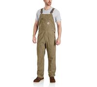 Carhartt Men's Rugged Flex Relaxed Fit Canvas Bib Overall, Dark Khaki, 32W / 30L