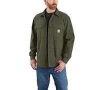 Carhartt Men's Rugged Flex Relaxed Fit Canvas Fleece-Lined Shirt Jac, Basil, Large