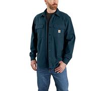 Carhartt Men's Rugged Flex Relaxed Fit Canvas Fleece-Lined Shirt Jac, Night Blue, Small